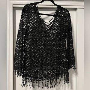 Black crochet-like top